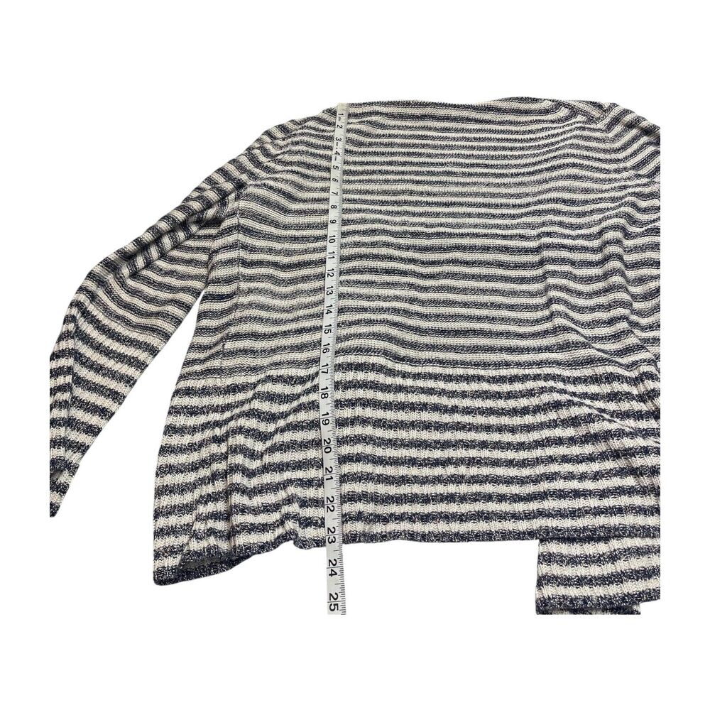 Coldwater Creek Cardigan Sweater Womens L White Black Striped Cotton Open Front - Picture 6 of 7
